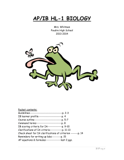 HL-1 Biology - Poudre High School