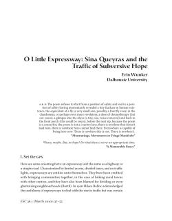 O Little Expressway: Sina Queyras and the Traffic of Subversive Hope