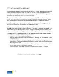 Reflection Paper Guidelines and Tip Sheet