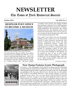 NEWSLETTER - Toronto`s First Post Office