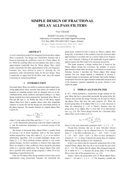 SIMPLE DESIGN OF FRACTIONAL DELAY ALLPASS FILTERS