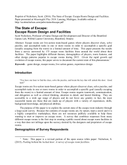 The State of Escape: Escape Room Design and