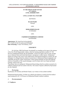 CIVIL ACTION NO. 19 OF 2009 RAJ KUMARI &ndash;VS MOHAMMED