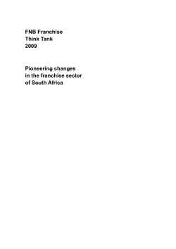 FNB Franchise Think Tank 2009 Pioneering changes in the