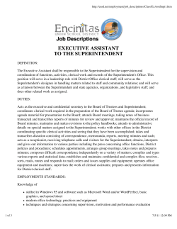 EXECUTIVE ASSISTANT TO THE SUPERINTENDENT