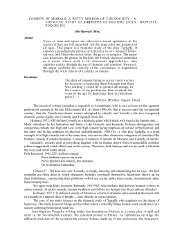 COMEDY OF MORALS, A WITTY MIRROR OF THE SOCIETY