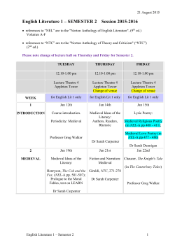 English Literature 1 &ndash; SEMESTER 1 2011/12