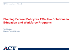 Shaping Federal Policy for Effective Solutions in Education