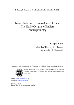 Race, Caste and Tribe in Central India