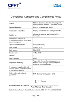 Complaints, Concerns and Compliments Policy