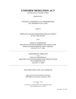 uniform mediation act - Uniform Law Commission