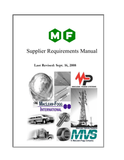Supplier Requirements Manual