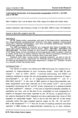 Conformational characteristics of the hexanucleoside