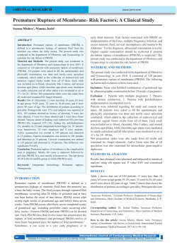 Premature Rupture of Membrane- Risk Factors: A Clinical Study