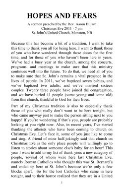 hopes and fears - St. John`s United Church