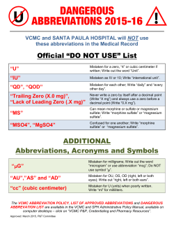 Dangerous Abbreviations List 2015-16