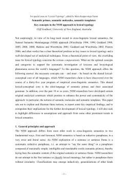- 1 - Semantic primes, semantic molecules, semantic templates: Key