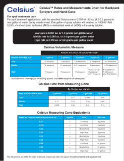 Celsius&trade; Rates and Measurements Chart for