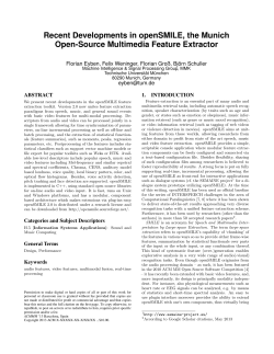 Recent Developments in openSMILE, the Munich Open