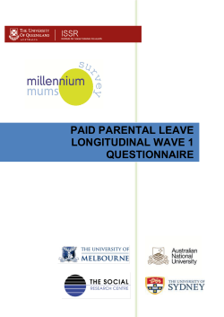 PAID PARENTAL LEAVE LONGITUDINAL WAVE 1 QUESTIONNAIRE