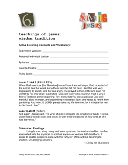 teachings of jesus: wisdom tradition