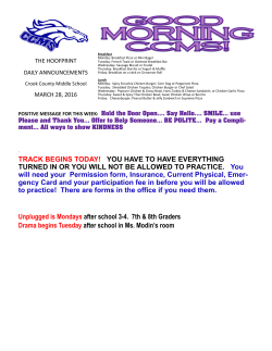 POSITIVE MESSAGE FOR THIS WEEK: Hold the Door Open.... Say