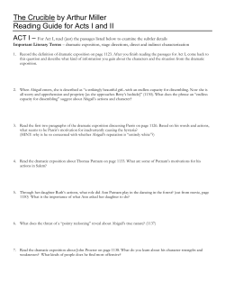 The Crucible by Arthur Miller Reading Guide for Acts I and II