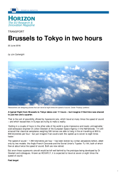 Brussels to Tokyo in two hours - Horizon Magazine