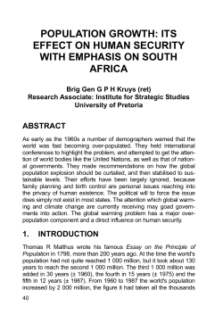 POPULATION GROWTH: ITS EFFECT ON HUMAN SECURITY