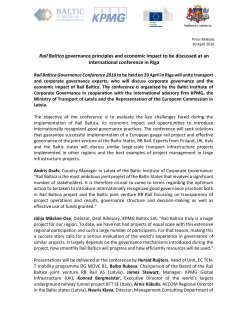 Rail Baltica governance principles and economic impact to be