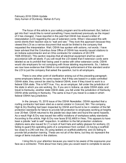February 2016 OSHA Update Gary Auman of Dunlevey, Mahan