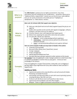 R esu me T ip S h eet: S pec ia l S kills