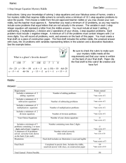 Adding and Subtracting Integers Mystery Riddle