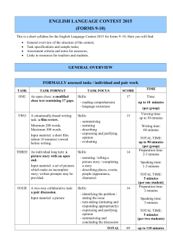 ENGLISH LANGUAGE CONTEST 2015 (FORMS 9-10)