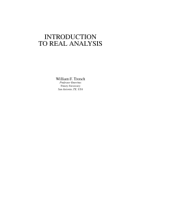 INTRODUCTION TO REAL ANALYSIS