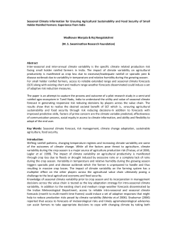 Seasonal Climate Information for Ensuring Agricultural Sustainability