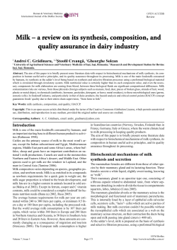 Milk – a review on its synthesis, composition, and quality assurance