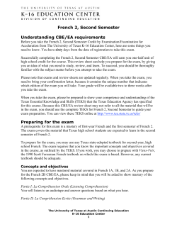 French 2, Second Semester Understanding CBE/EA requirements