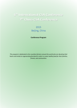 6th International CSA Conference 7th China CSA Conference