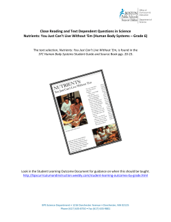 Close Reading and Text Dependent Questions in Science Nutrients