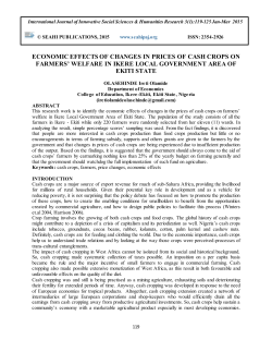 ECONOMIC EFFECTS OF CHANGES IN PRICES OF CASH CROPS