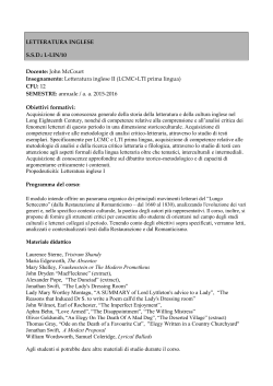 McCourt LCMC 12 cfu - Dipartimento di Lingue, Letterature e