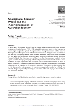 Aboriginalia: Souvenir Wares and the `Aboriginalization` of