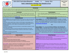 Unit 2: Informative Writing/ Key Details in Text