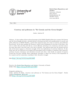 Courtesy and politeness in &rdquo;Sir Gawain and the Green Knight&rdquo;