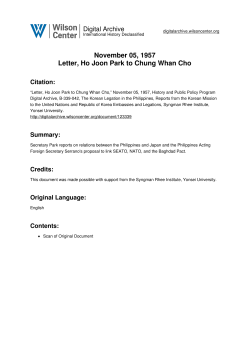 November 05, 1957 Letter, Ho Joon Park to Chung Whan Cho