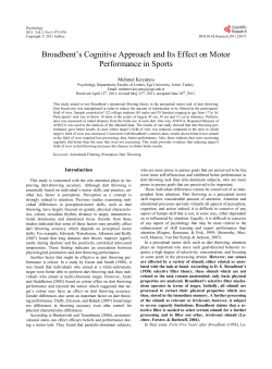 Broadbent`s Cognitive Approach and Its Effect on Motor