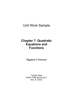 Quadratic Equations and Functions