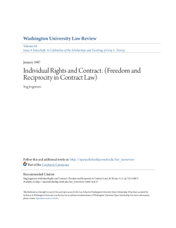 Individual Rights and Contract: (Freedom and Reciprocity in