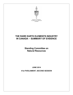 The Rare Earth Elements Industry in Canada Summary of Evidence